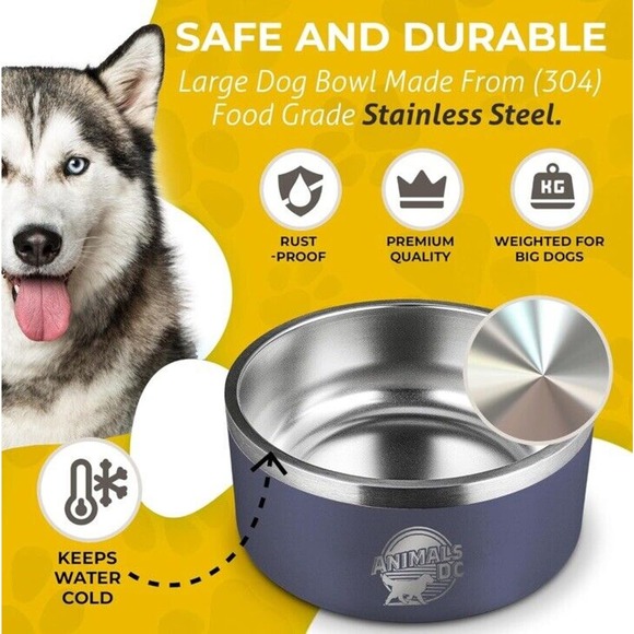 COPY - 100 OZ EXTRA LARGE DOUBLE WALL INSULATED DOG WATER BOWL STAINLESS STEEL … - Picture 3 of 5